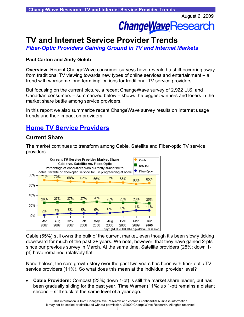 Changewave Research: TV and Internet Service Provider Trends