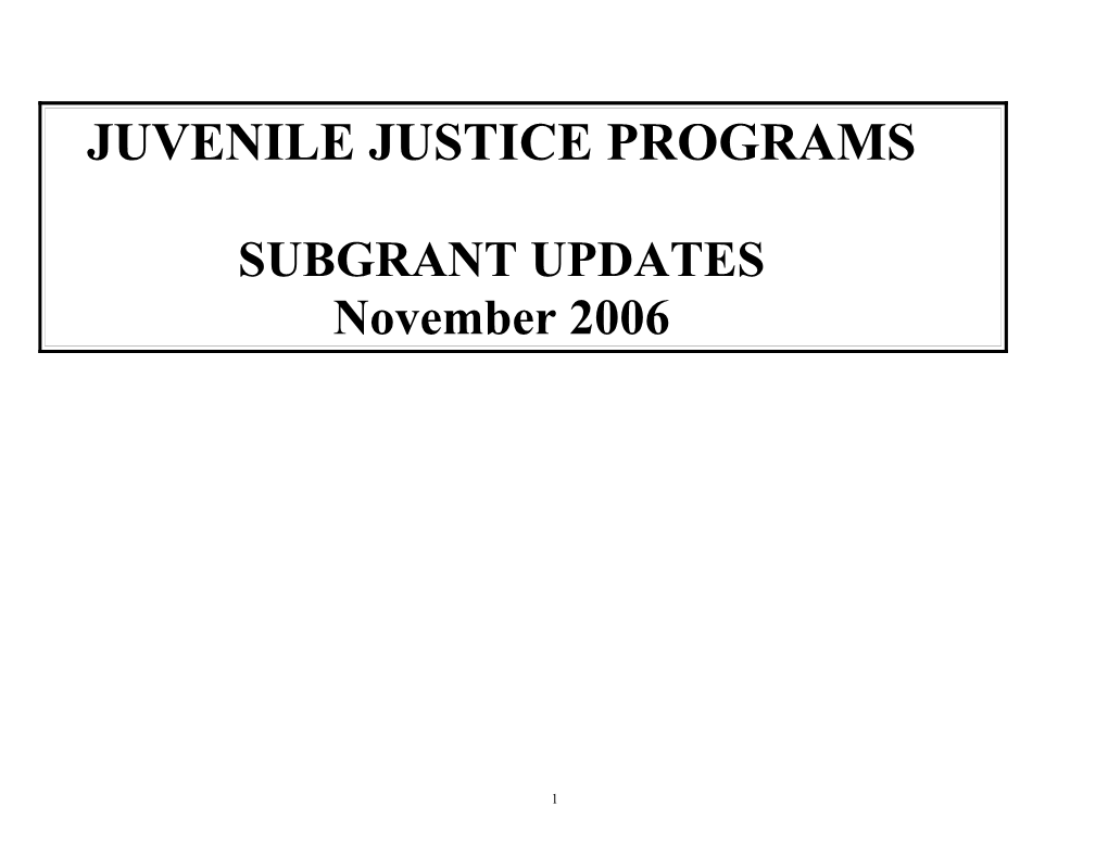 Juvenile Justice Programs