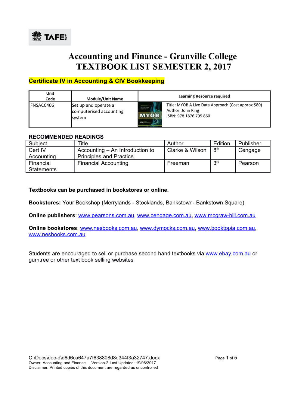 Accounting and Finance - Granville College