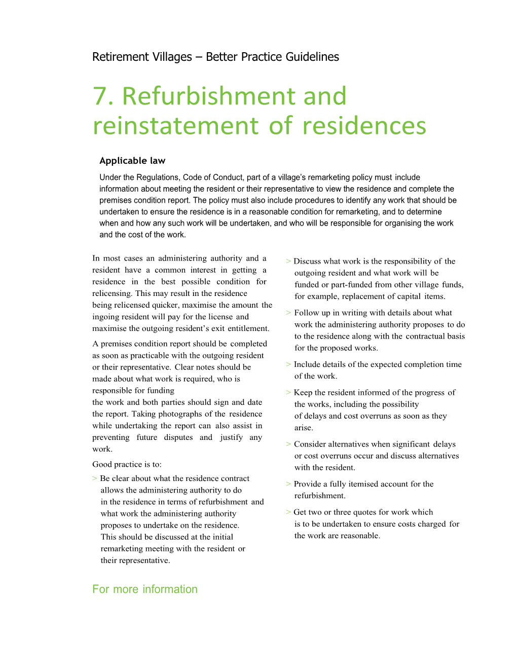 Refurbishment and Relicensing of Residences