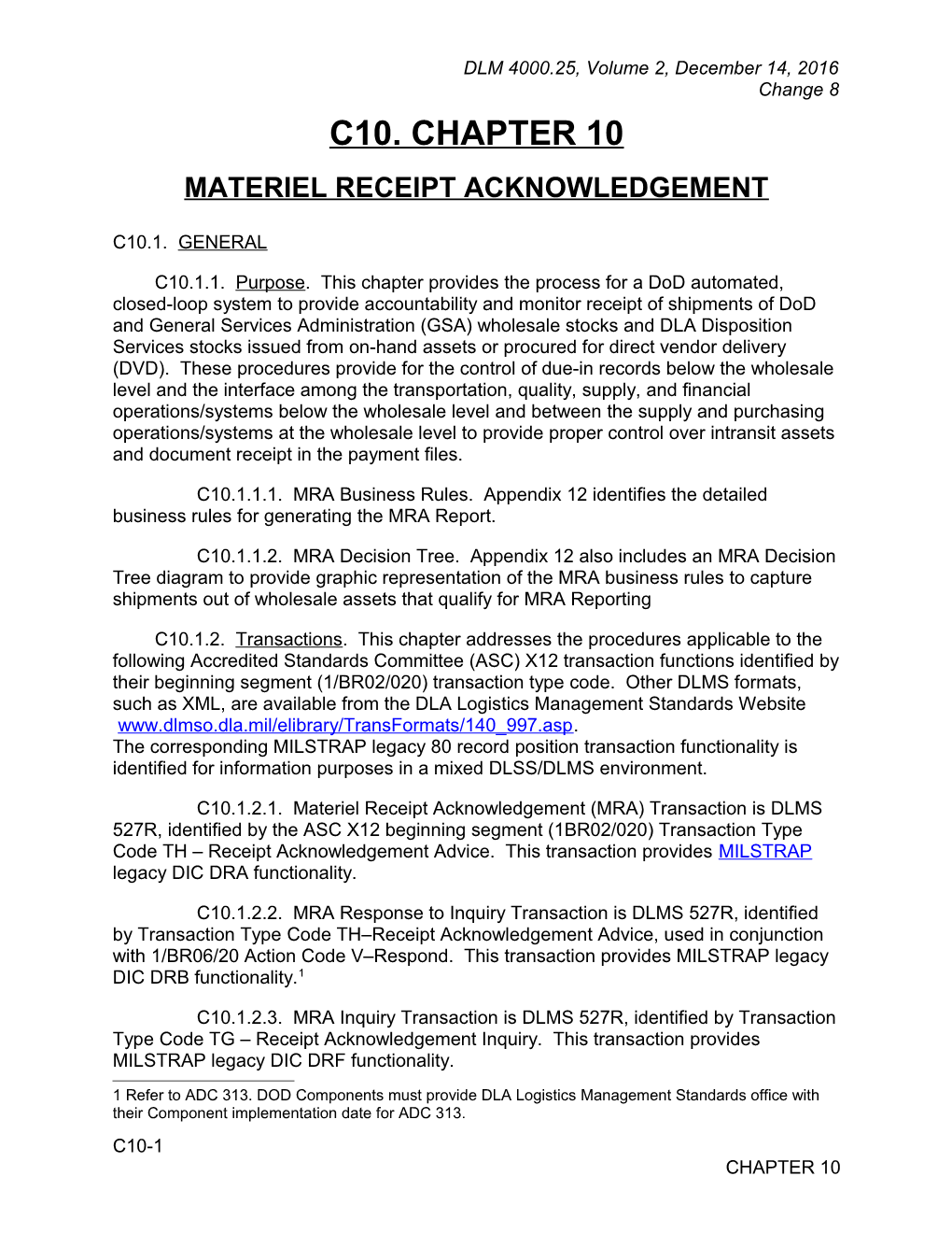 Chapter 10 - Materiel Receipt Acknowledgement