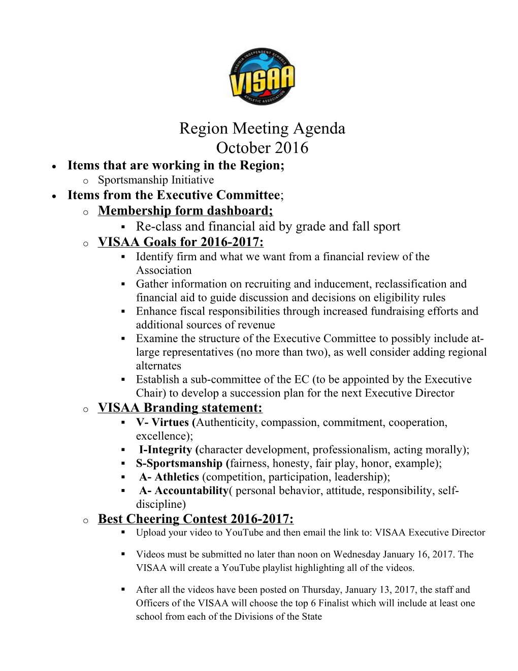 Region Meeting Agenda