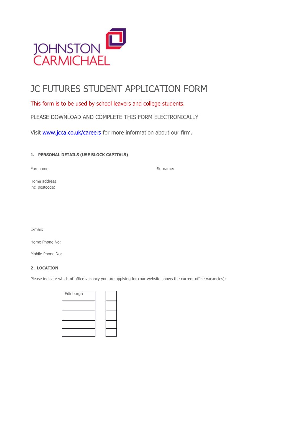 This Form Is to Be Used by School Leavers and College Students