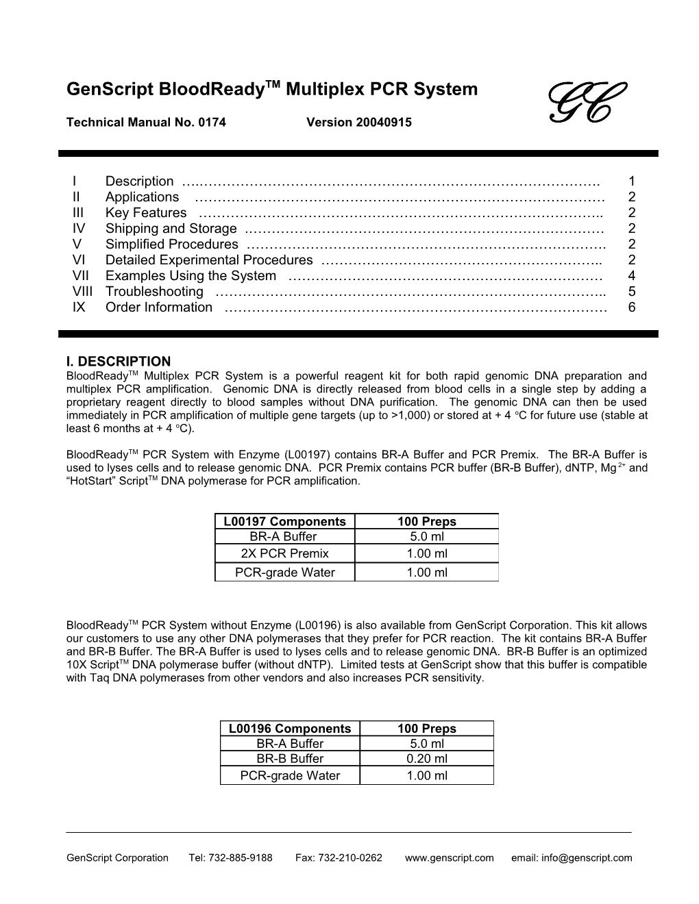 Genscript Bloodready Multiplex PCR System Protocol