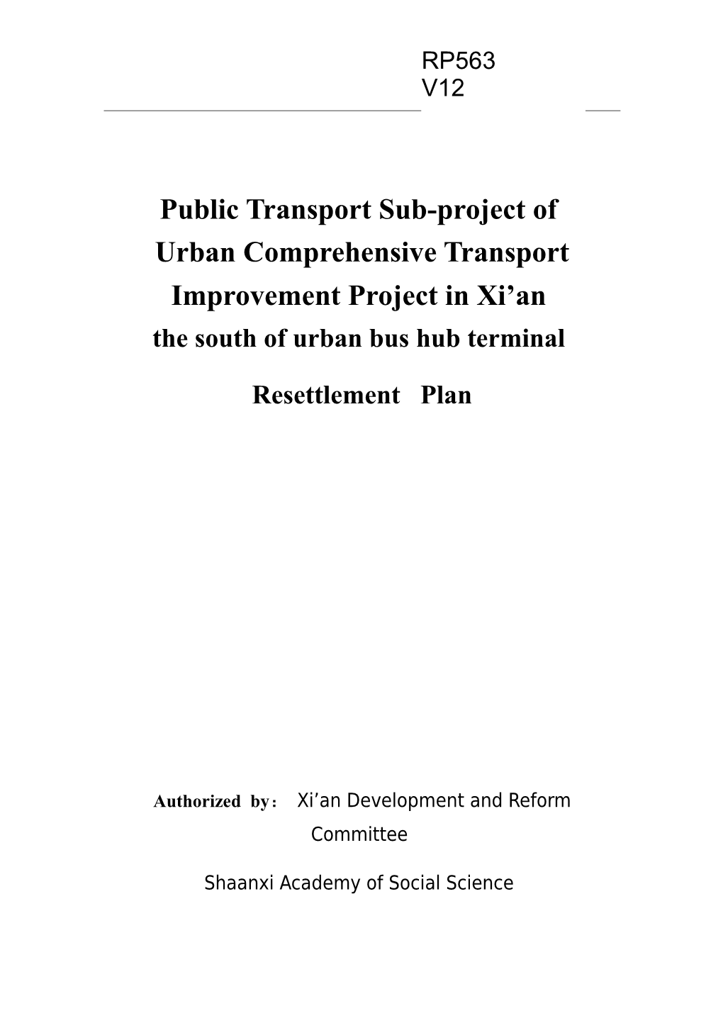 Public Transport Sub-Project Of