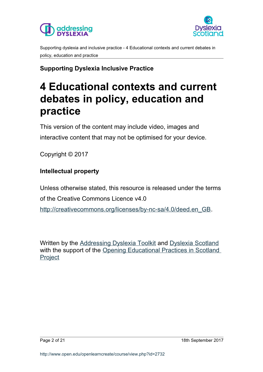 4 Educational Contexts and Current Debates in Policy, Education and Practice