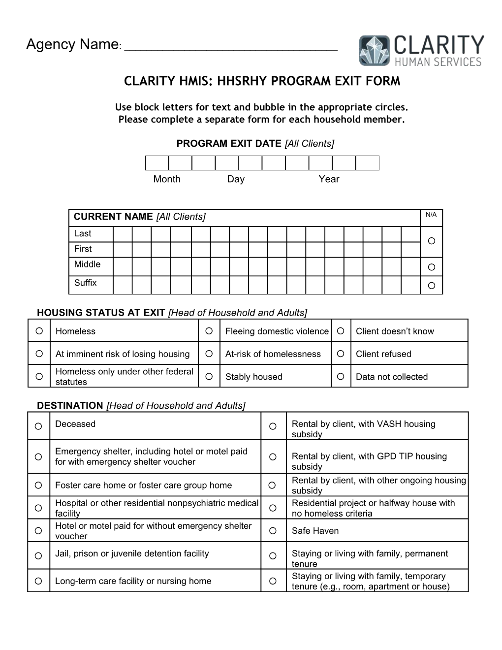 Clarity Hmis: Hhs Rhy Program Exit Form