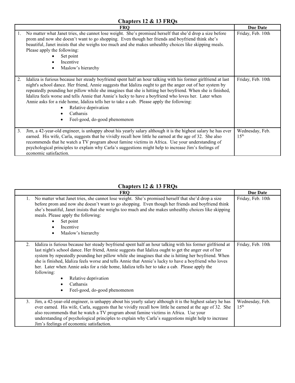 Chapters 12 & 13 Frqs