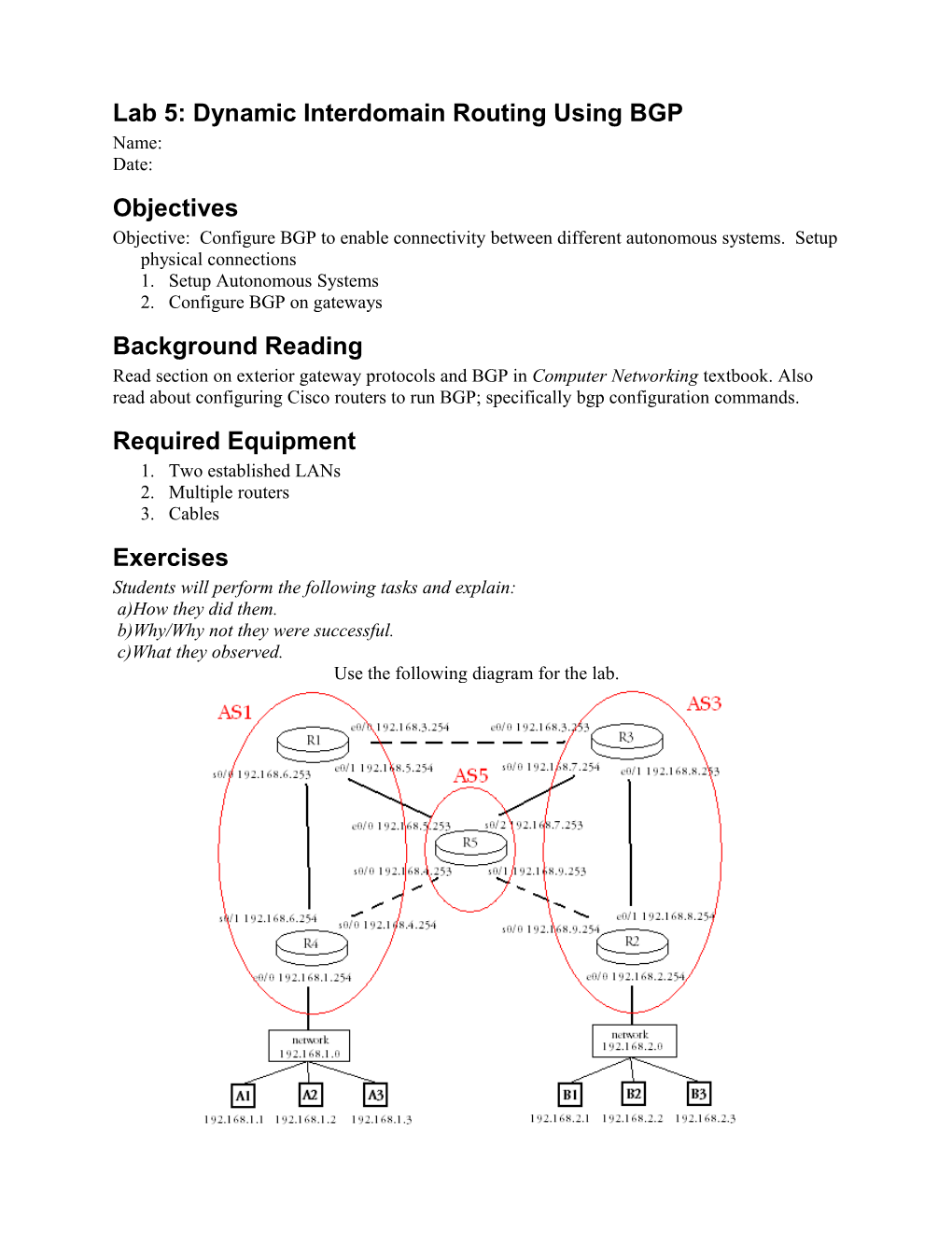 Lab 1: Establishing a Local Area Network