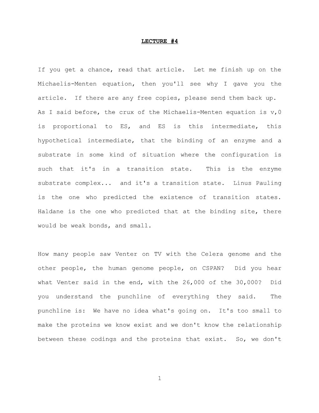 If You Get a Chance, Read That Article. Let Me Finish up on the Michaelis-Menten Equation