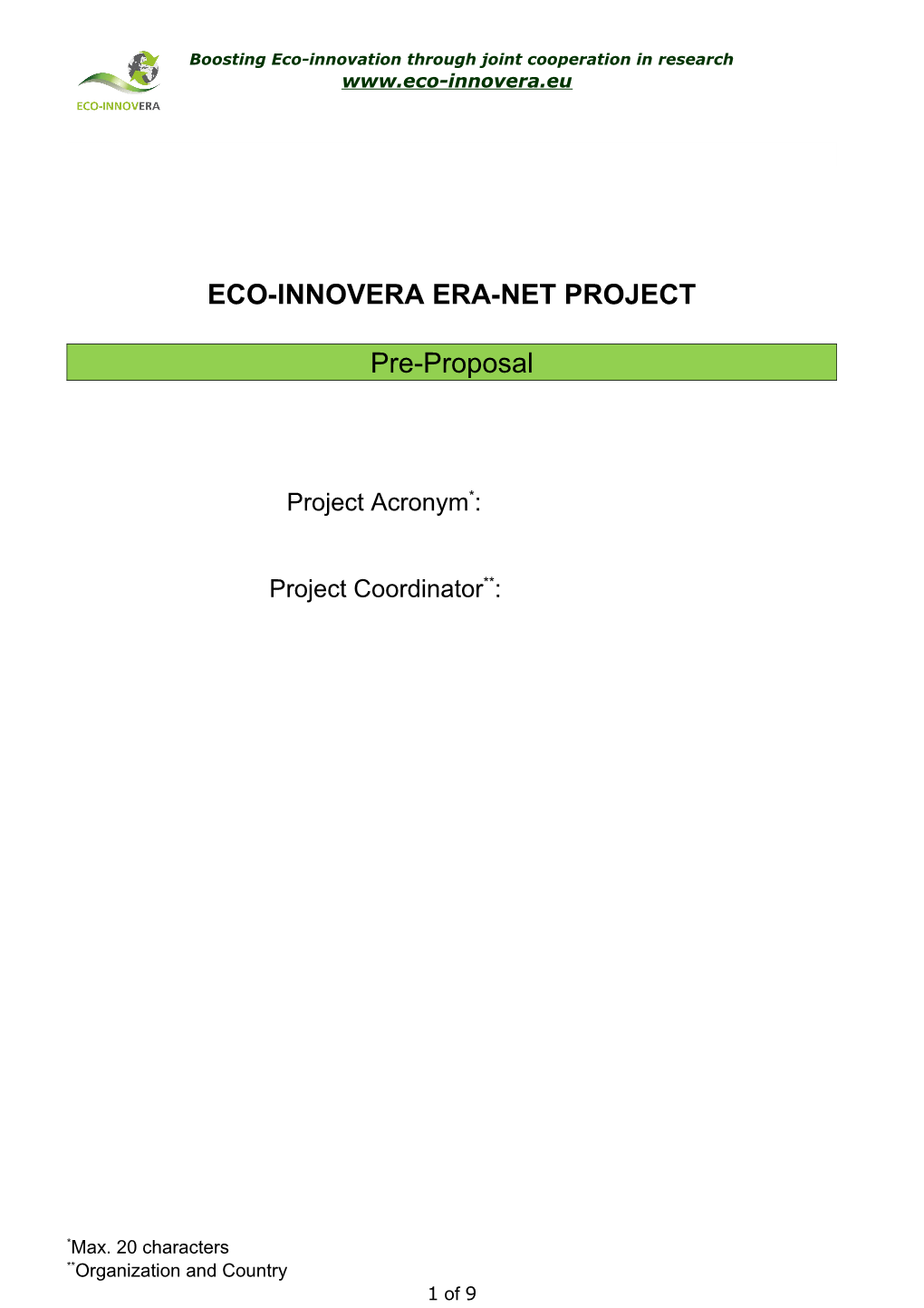 ERA-Net ECO-INNOVERA - Boosting Eco-Innovation Through Joint Cooperation in Research And