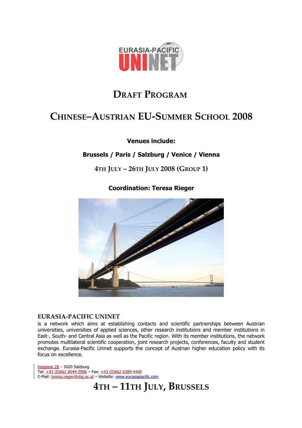 Chinese Austrian EU-Summer School 2008