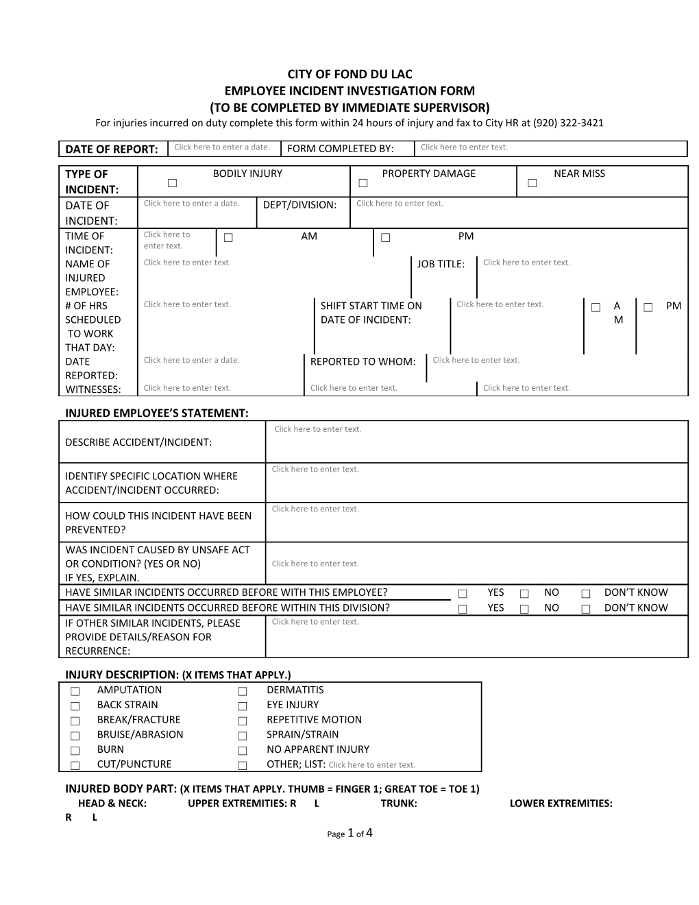 Employee Incident Investigation Form