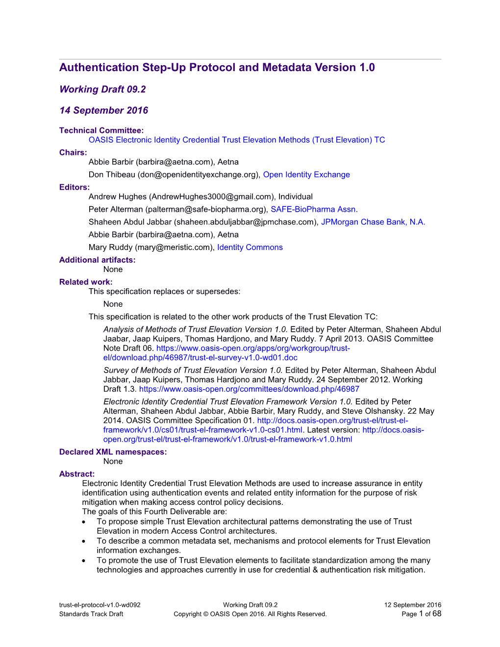 Authentication Step-Up Protocol and Metadata Version 1.0