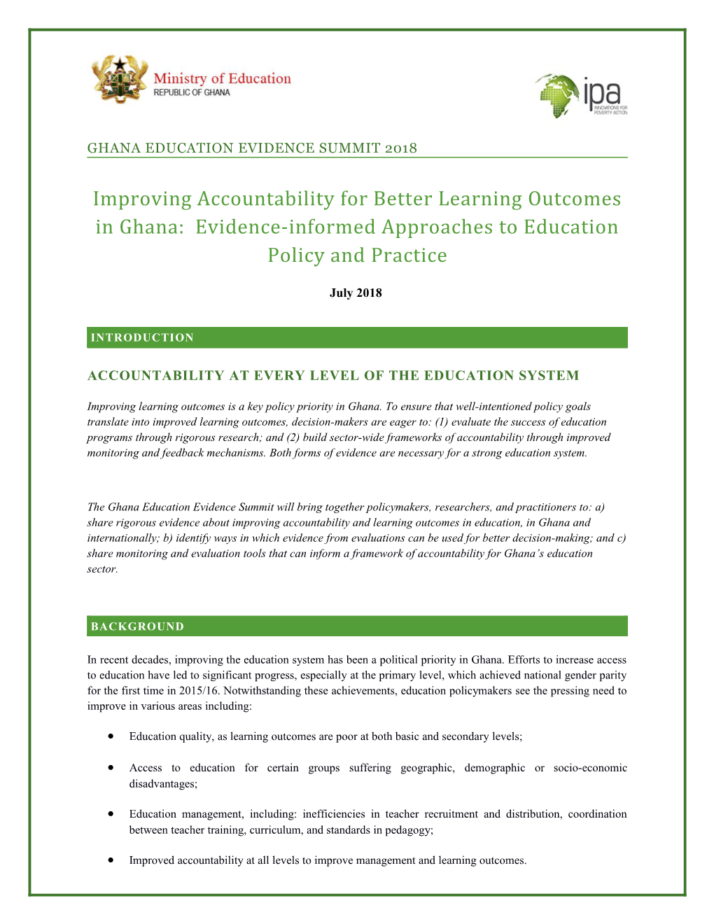 Ghana Education Evidence Summit 2018