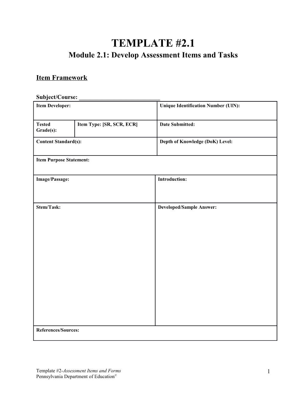 Module 2.1: Develop Assessment Items and Tasks