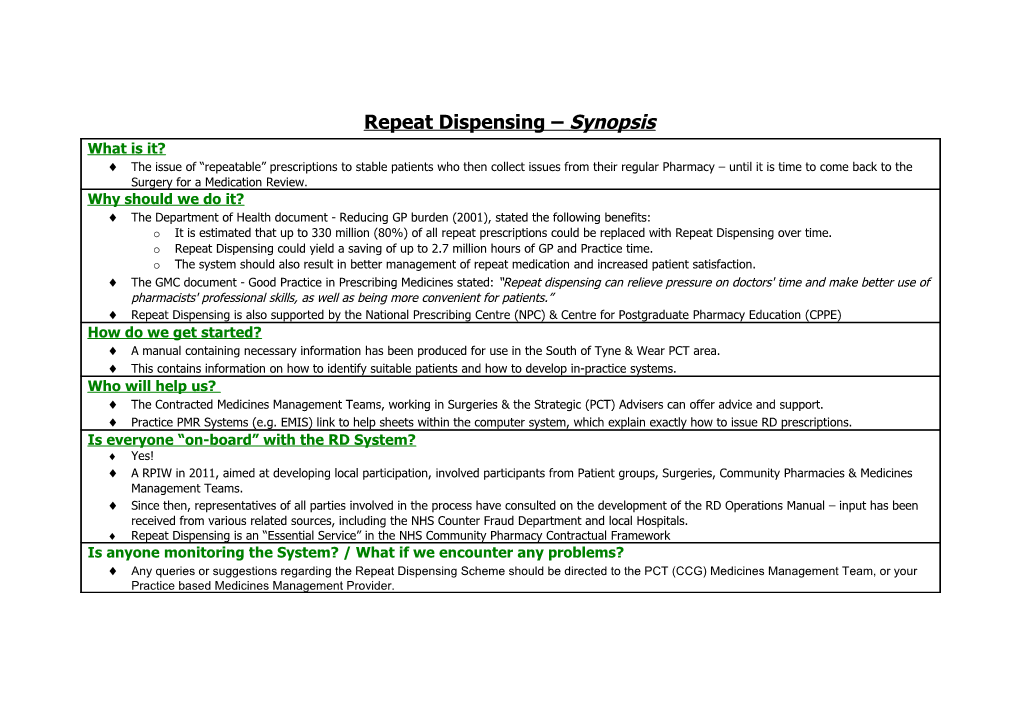 Repeat Dispensing Detail Aid