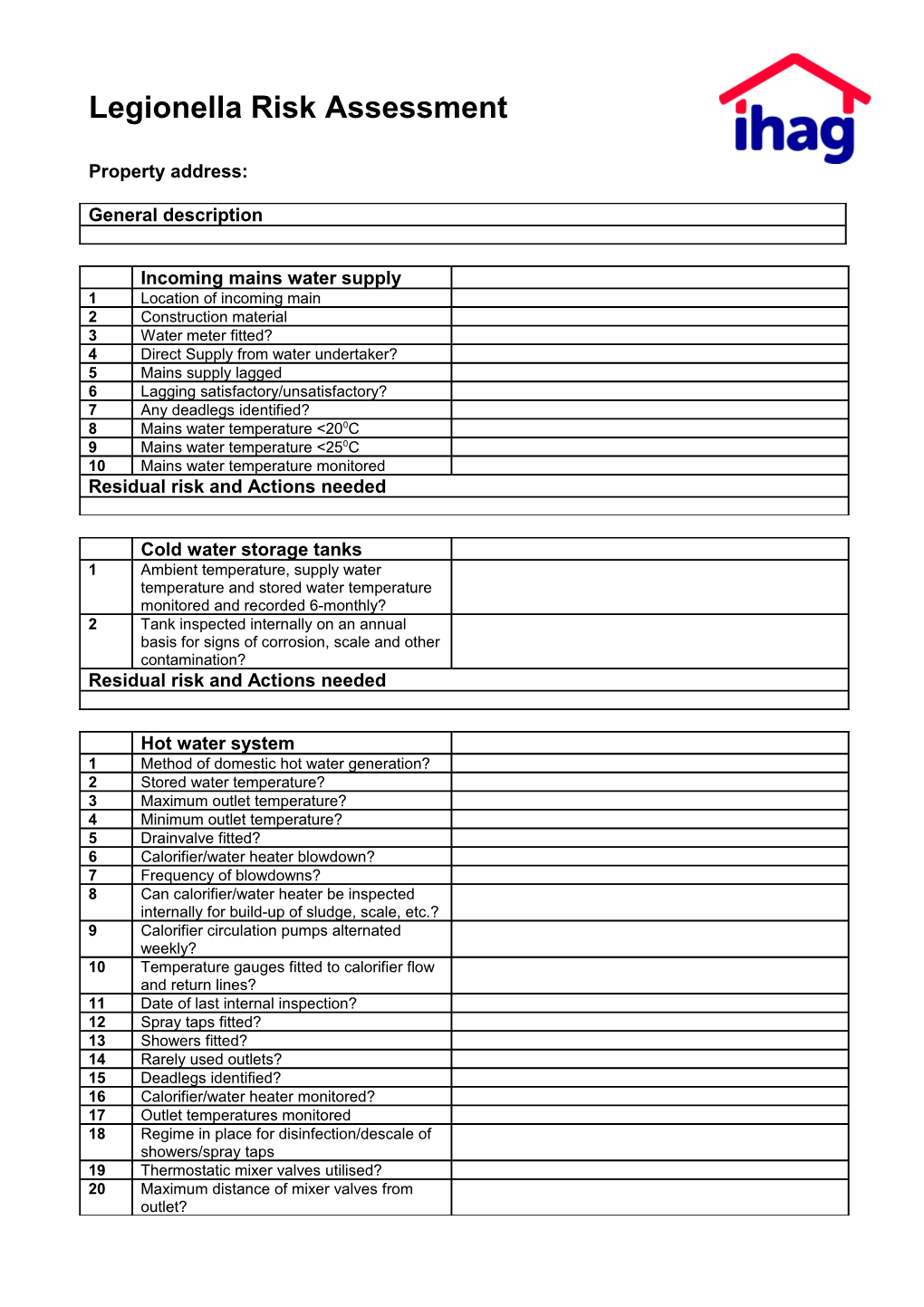 Legionella Risk Assessment