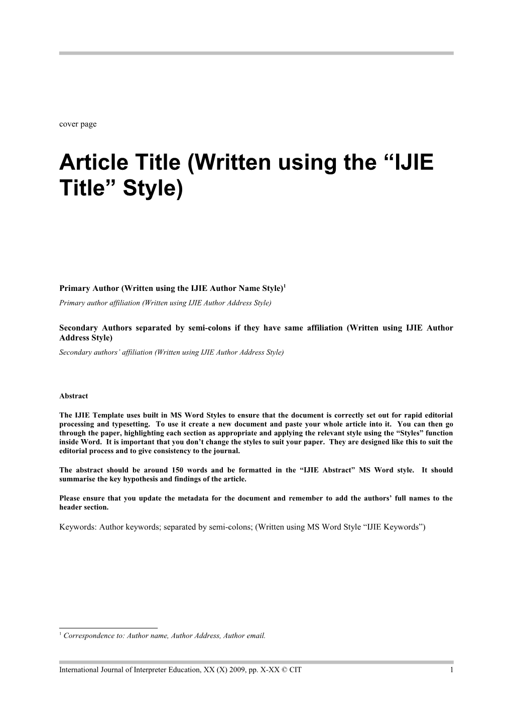 Article Title (Written Using the JIS Title Style)