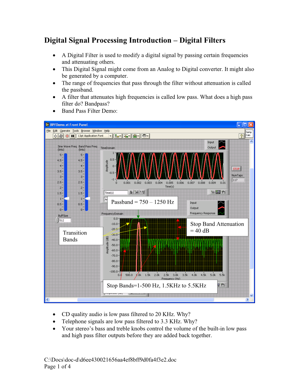 Digital Signal Processing Introduction Digital Filters