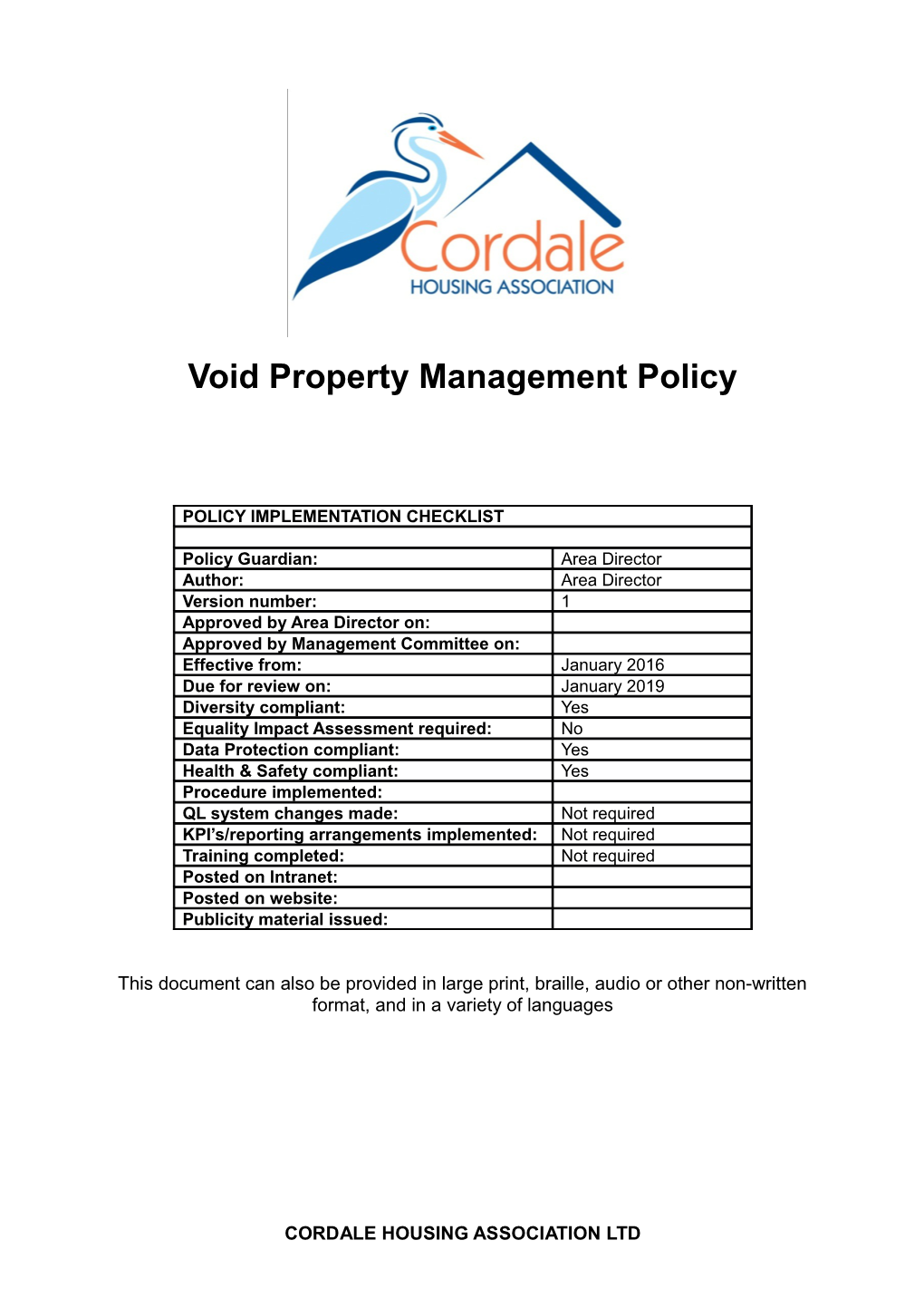 Void Property Management Policy
