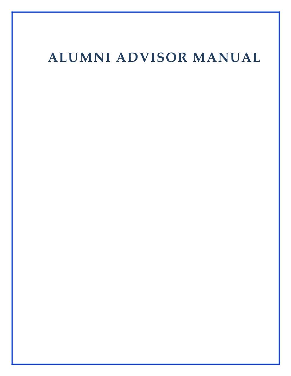Alumni Advisor Manual
