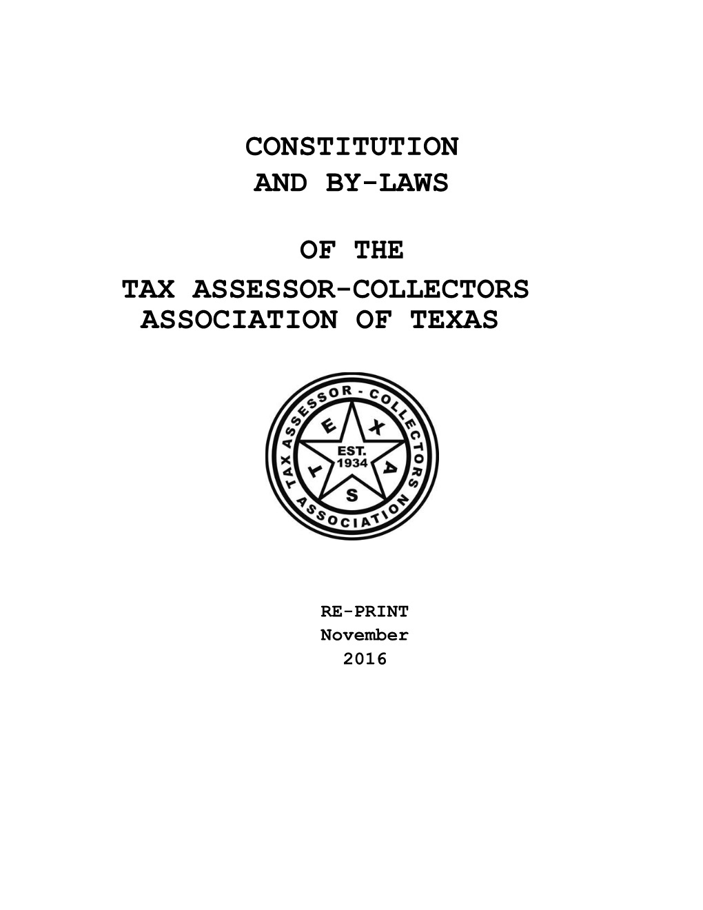 By Laws of the Tax Assessor Collectors Association of Texa