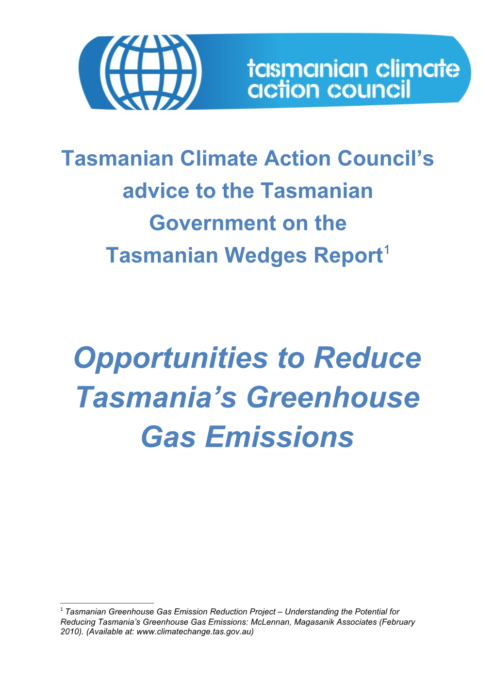 Opportunities to Reduce Tasmania S Greenhouse Gas Emissions