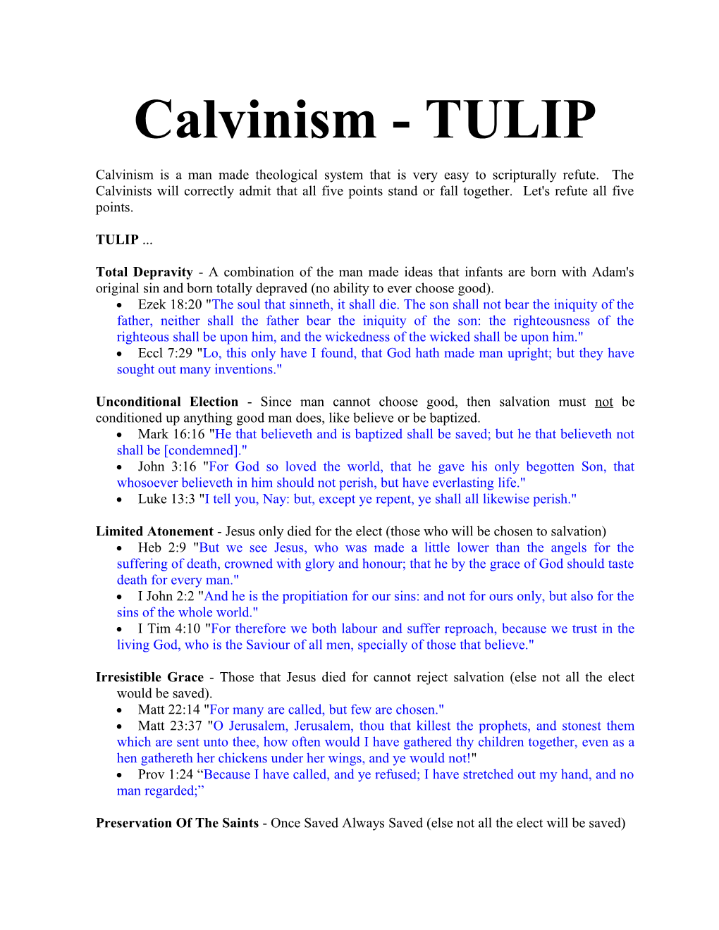 Calvinism - TULIP