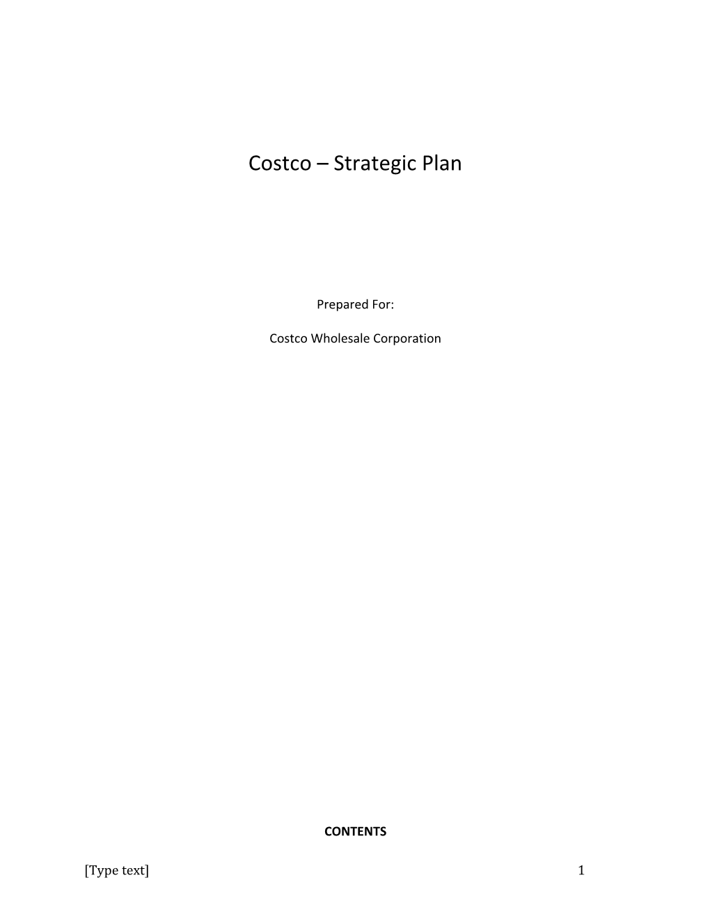 Costco Strategic Plan