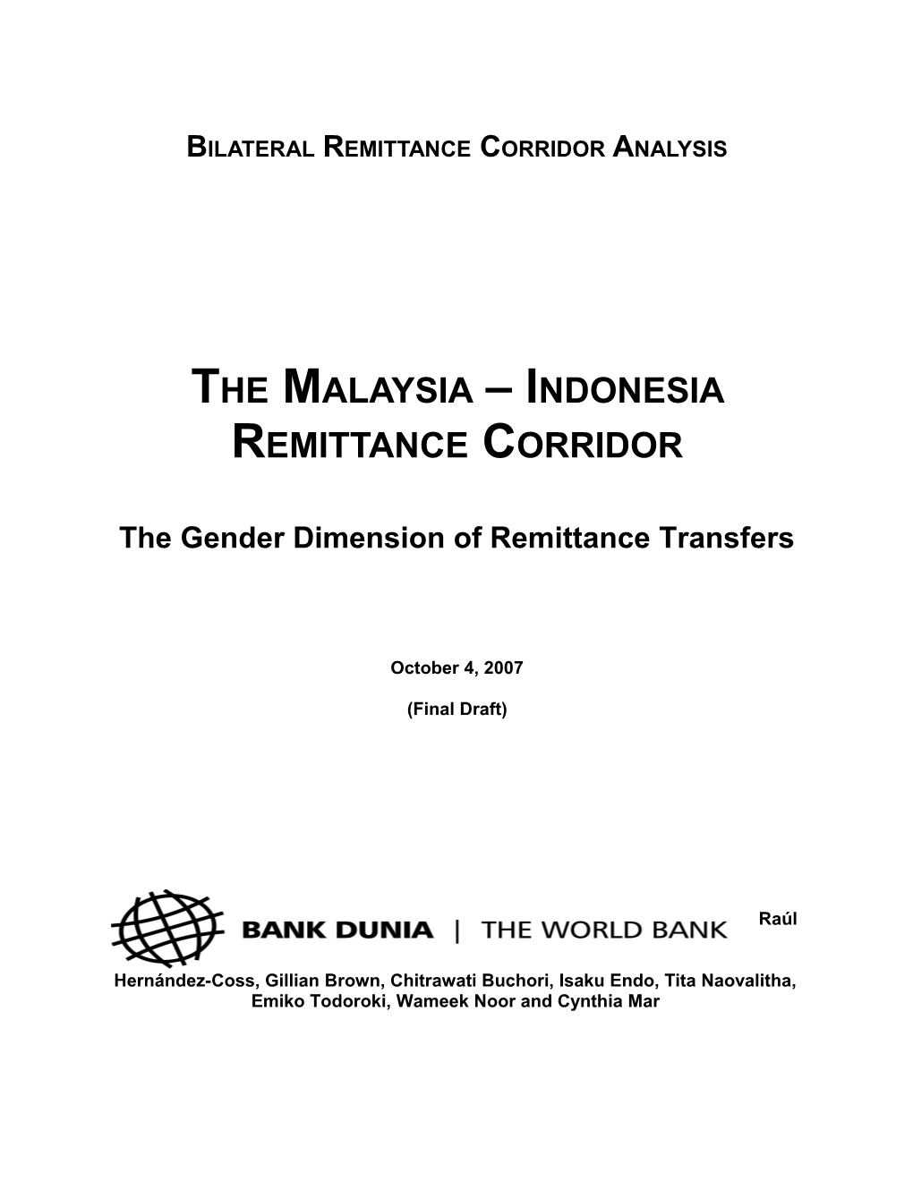 Bilateral Remittance Corridor Analysis