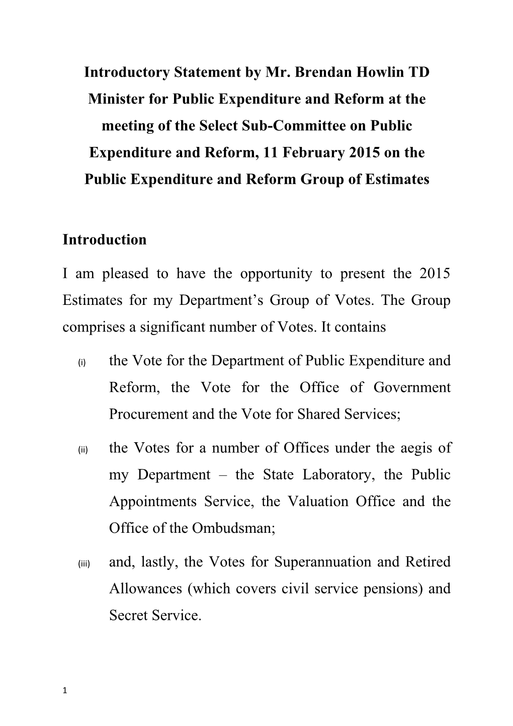 Public Expenditure and Reform Group of Estimates