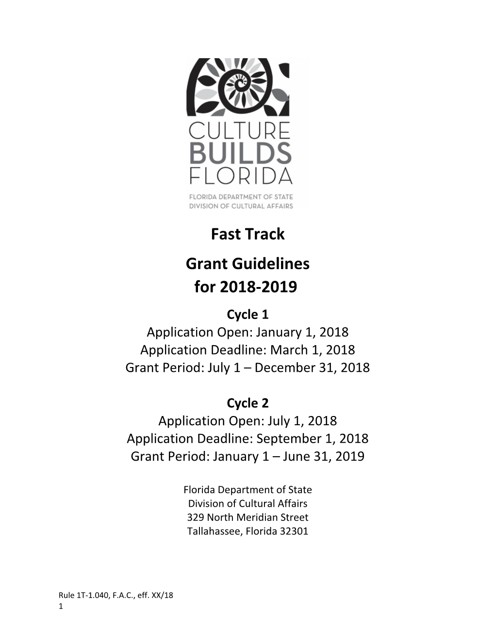 Grant Guidelines for 2018-2019