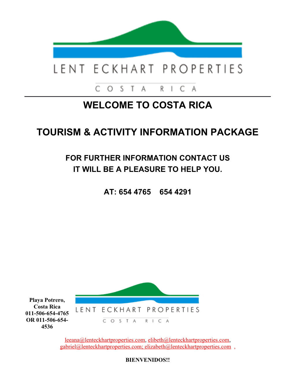 Tourism & Activity Information Package