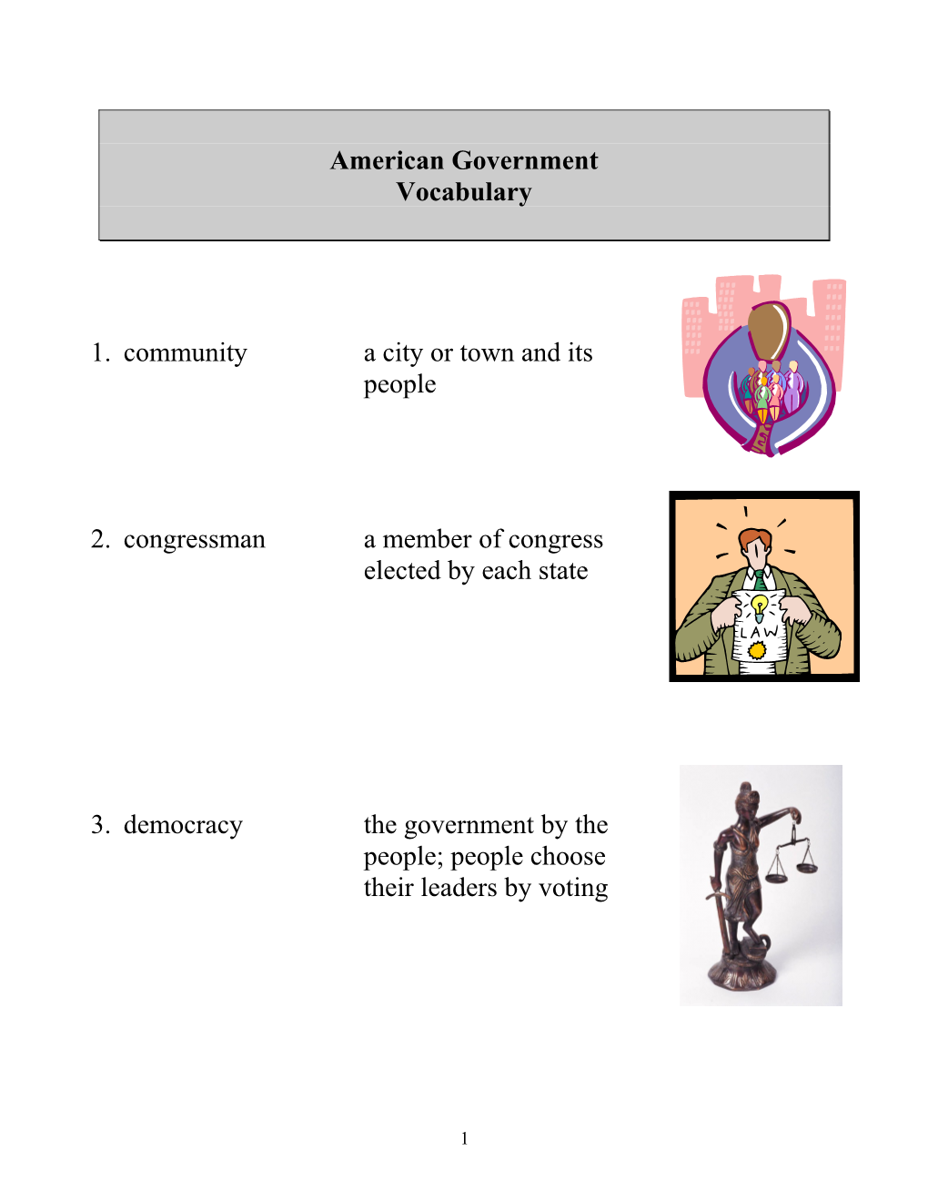 American Government Vocabulary