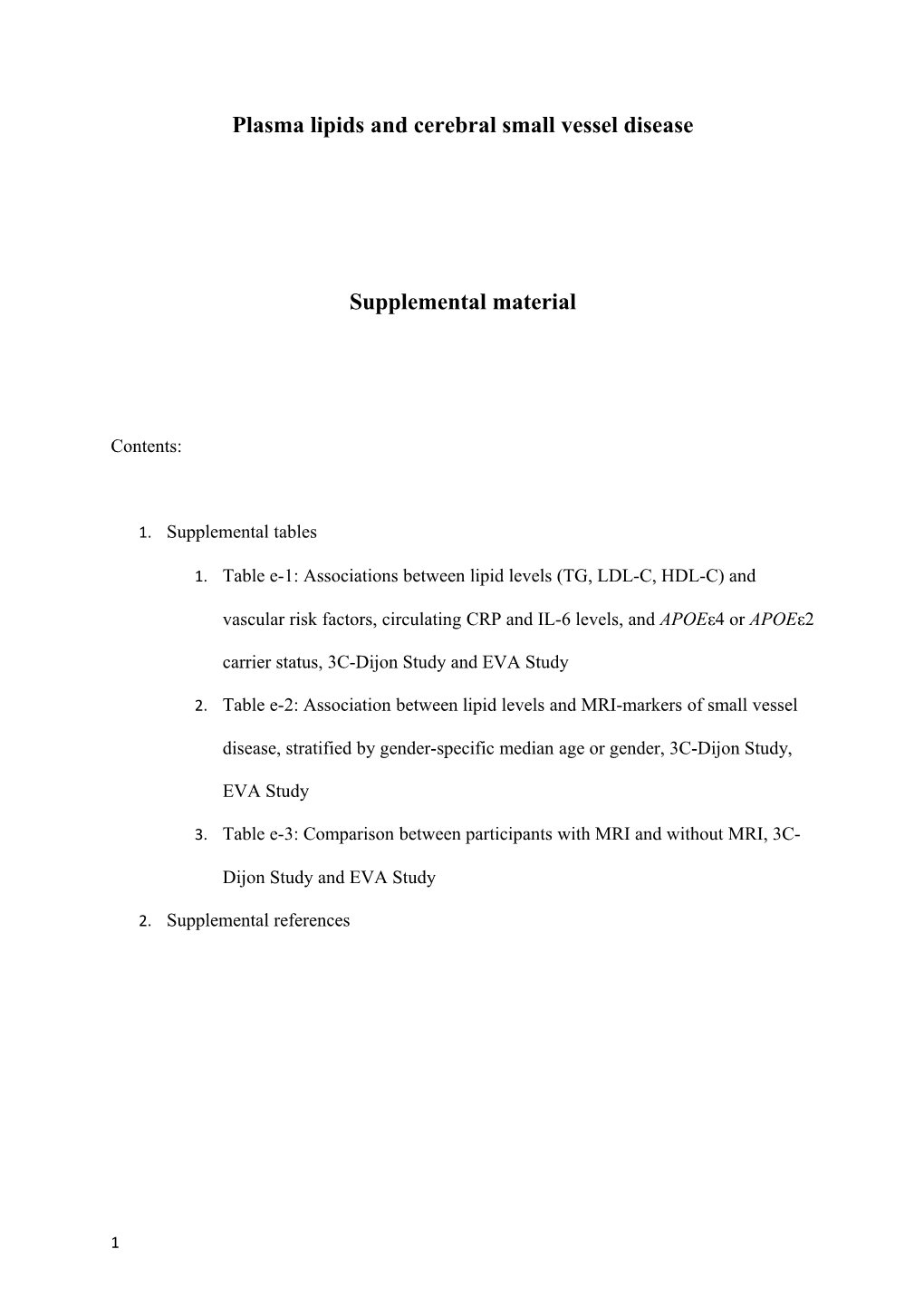 Plasma Lipids and Cerebral Small Vessel Disease