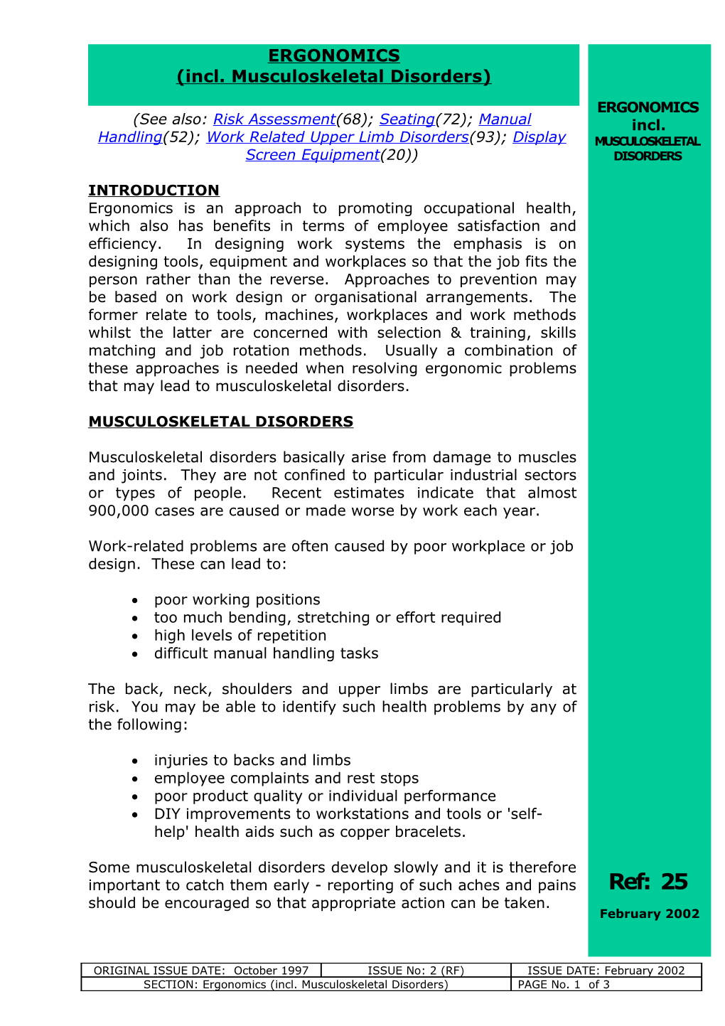 Musculoskeletal Disorders