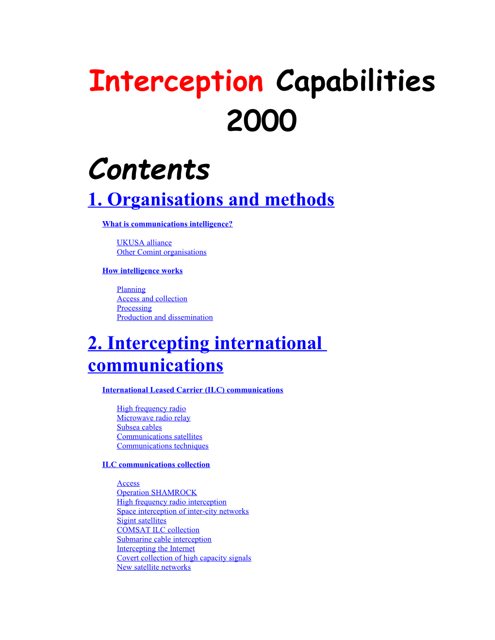Interception Capabilities 2000