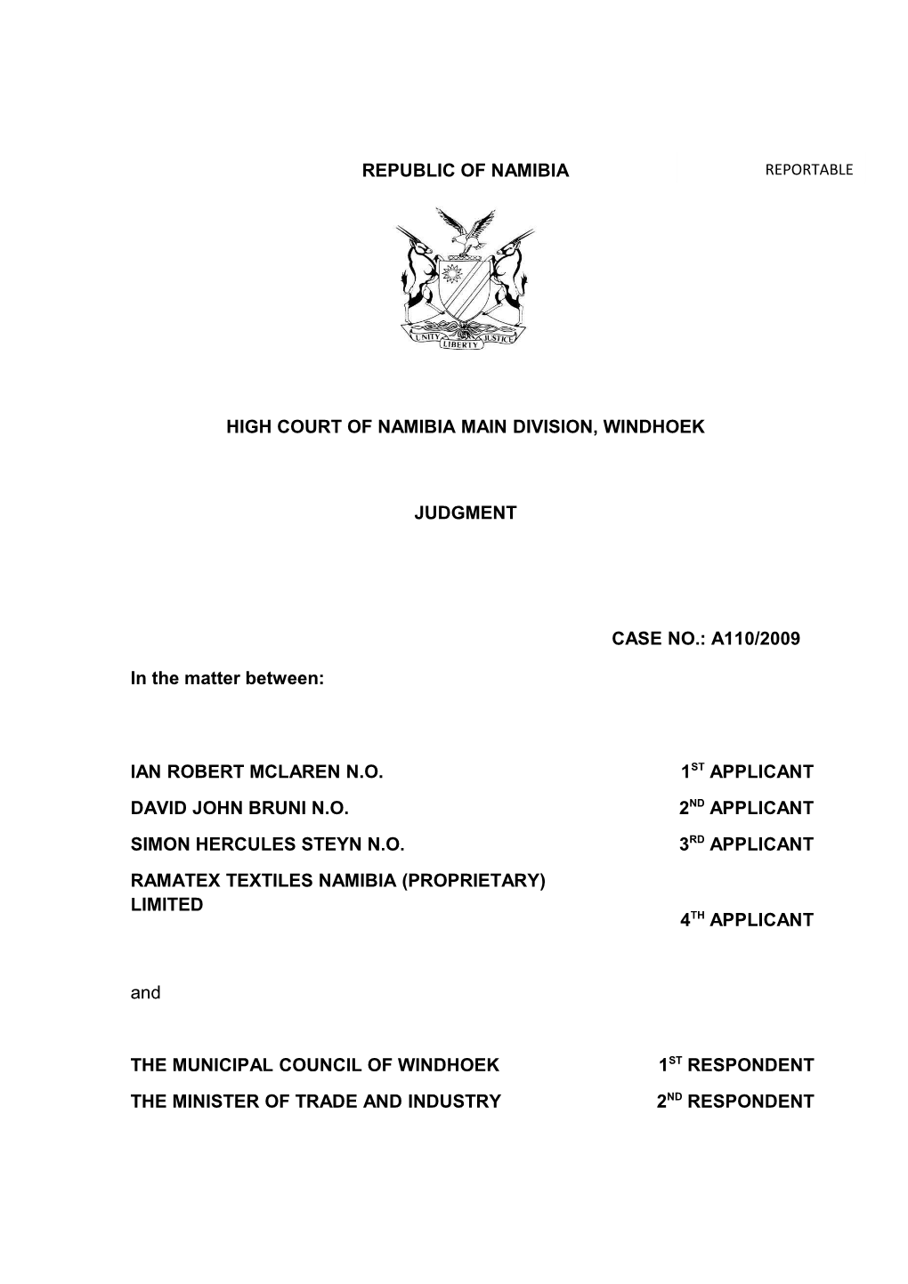 Mclaren NO V the Municipal Council of Windhoek (A 110-2009) 2016 NAHCMD 161 (8 June 2016)