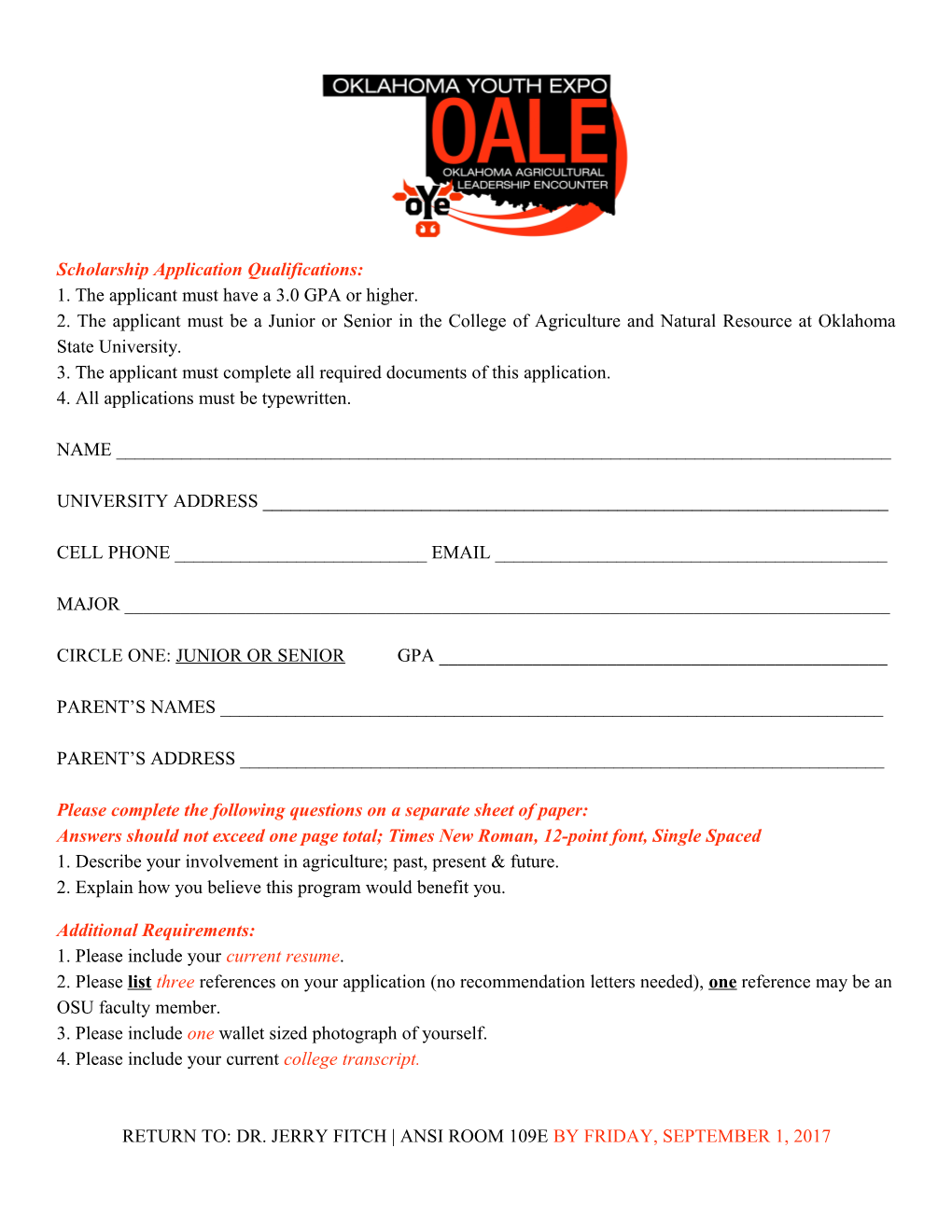 Scholarship Application Qualifications