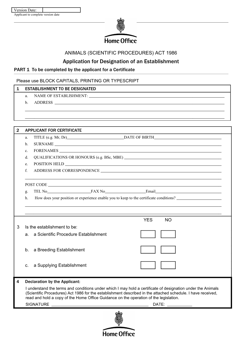 Application Form : Certificate of Designation