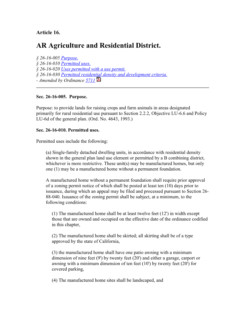 AR Agriculture and Residential District
