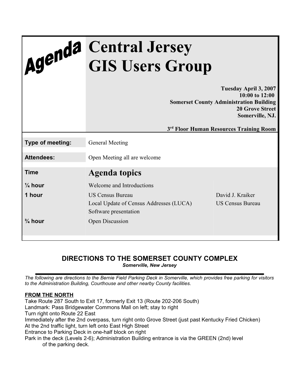 Central Jersey County GIS Users Group