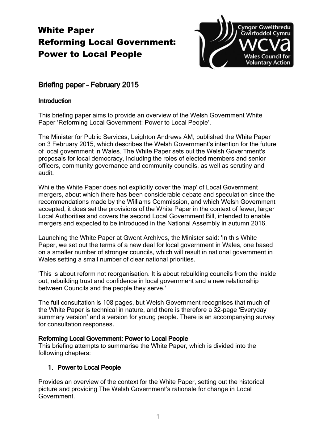 Briefing Paper February 2015