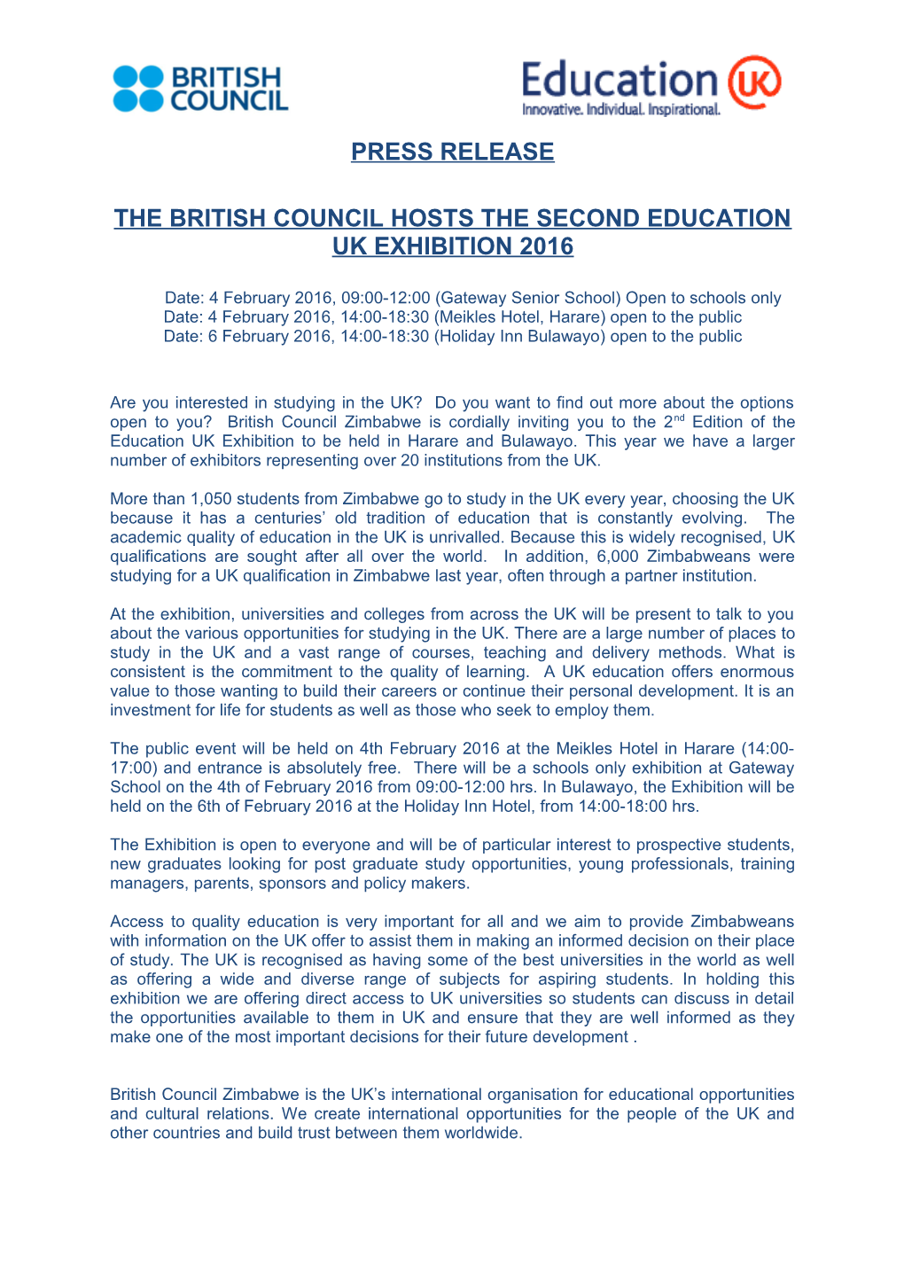 The British Council Hosts the Second Education Uk Exhibition 2016