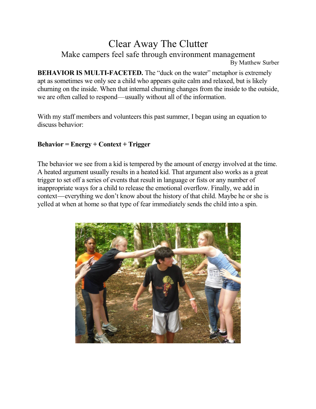Make Campers Feel Safe Through Environment Management