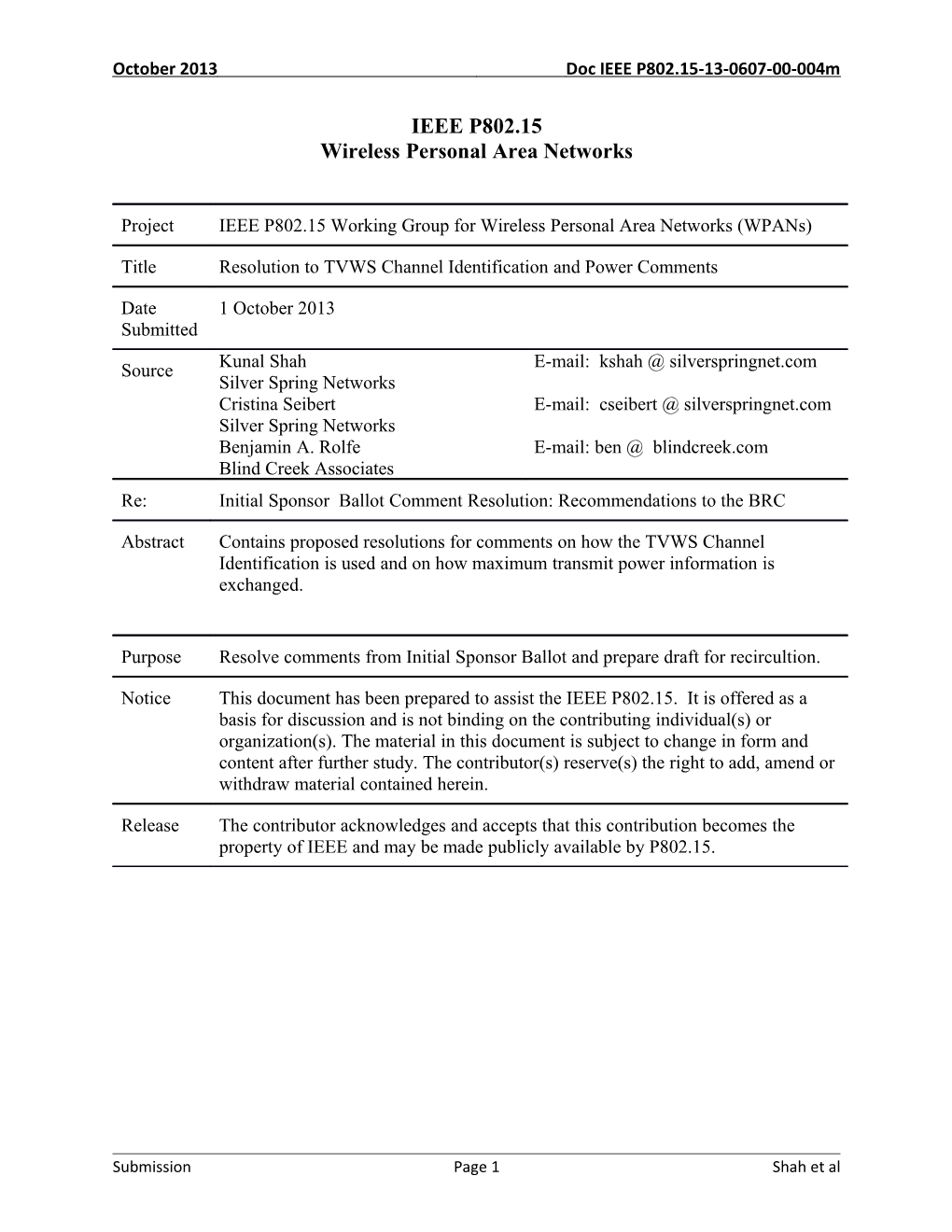 Resolution to TVWS Channel Identification and Power Comments