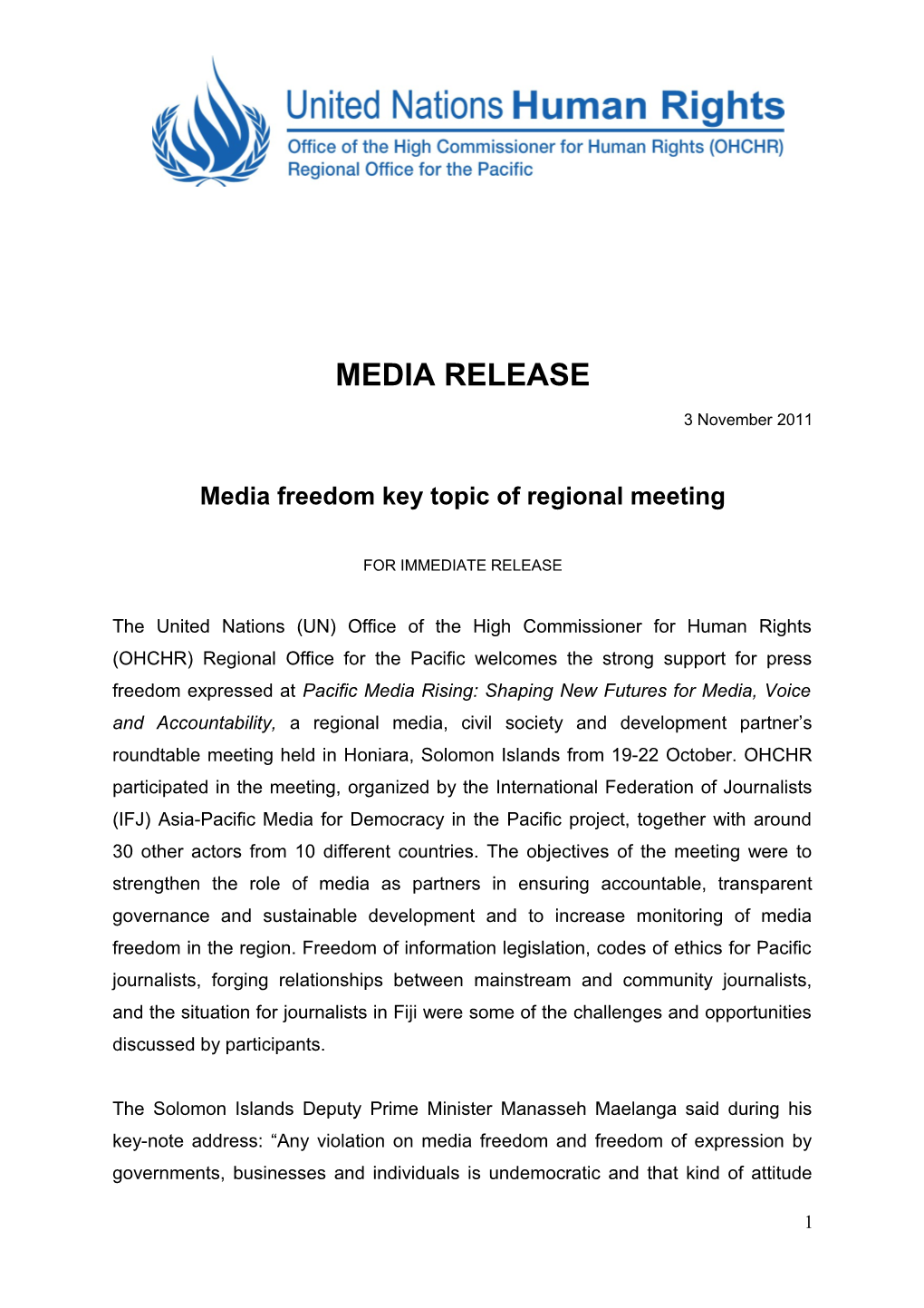 Media Freedom Key Topic of Regional Meeting