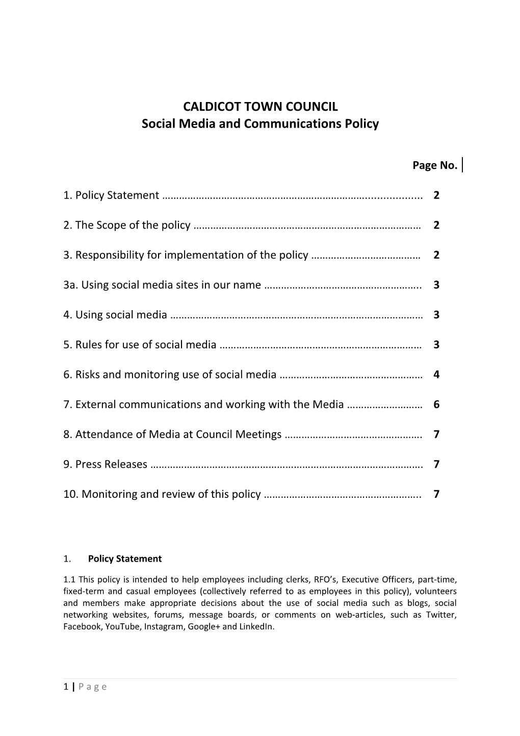 Social Mediaand Communications Policy