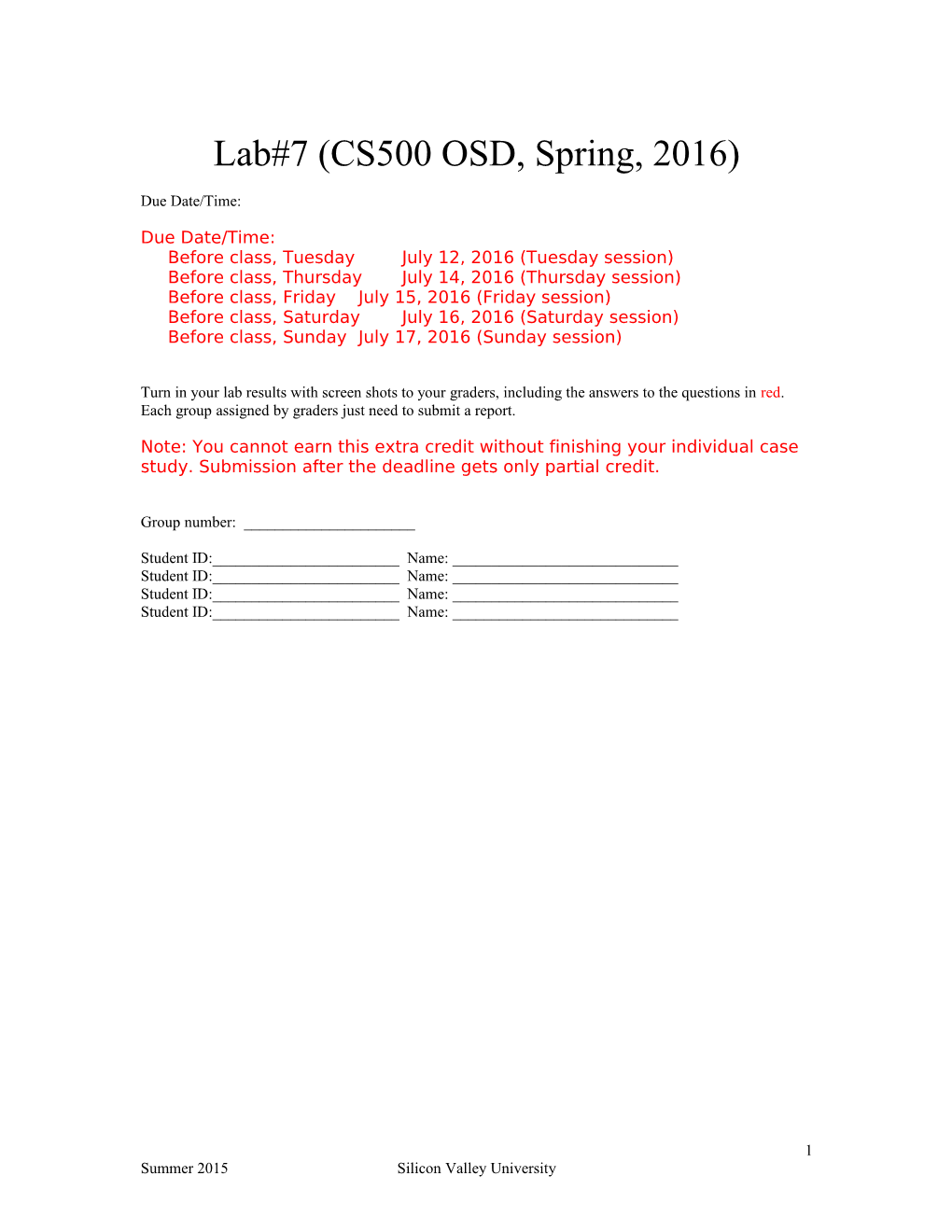 Lab#7 (CS500 OSD, Spring, 2016)